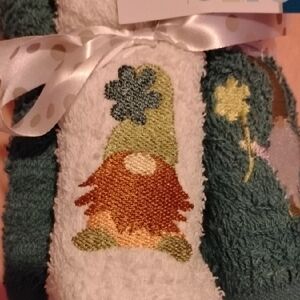 Mainstays Cotton Hand Towels - Green and White